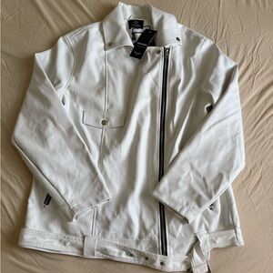 Threadbare Women's White Vegan Leather Biker Jacket - Size 8 Brand New